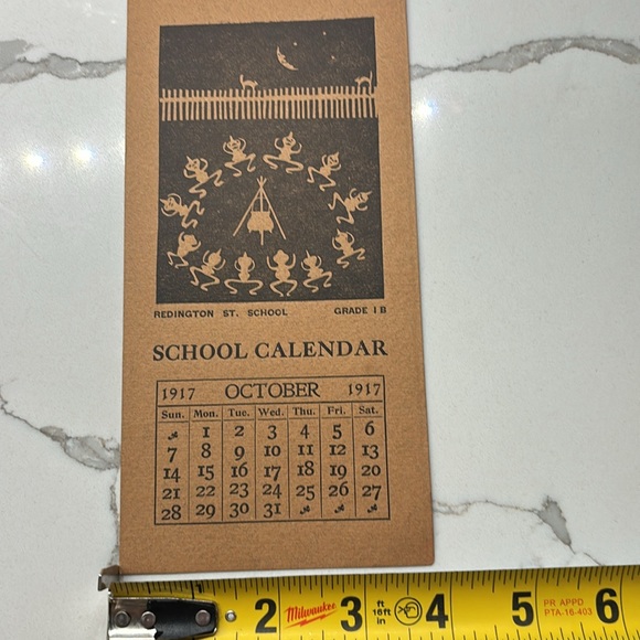 Antique 107 Year Old School Calendar Page Redington St. - Picture 6 of 6